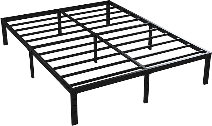 16 Inch Queen Bed Frame No Box Spring Required, Metal Platform Queen Size Bed Frames with 14 Inch Storage, 3,500 lbs Heavy Duty Steel Slats Support, Easy Assembly Mattress Foundation