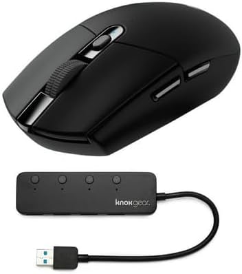 Logitech G305 Lightspeed Wireless Gaming Mouse Bundle with 3.0 4-Port USB Hub (2 Items)