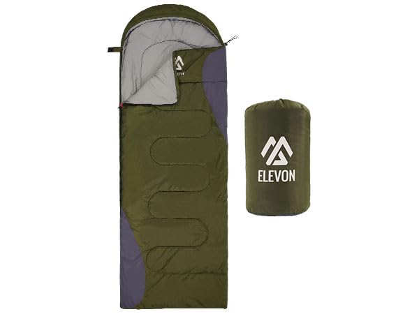 Elevon Sleeping Bag for Adults Teens Kids Cold Warm Weather, Portable Waterproof & Lightweight, Compact with Compression Sack, for 3-4 Seasons Camping, Backpacking, Hiking, Travel, Indoors Outdoors
