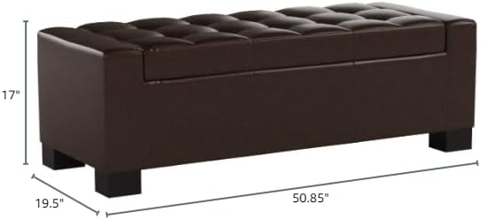 Ball & Cast 50.8" Upholstered PU Storage Ottoman with Tufted Waffle Stitch,End Bench w/Uses Pressure Hinges and Wood Legs,Entryway Footrest Stool for Living Room & Bedroom,Brown