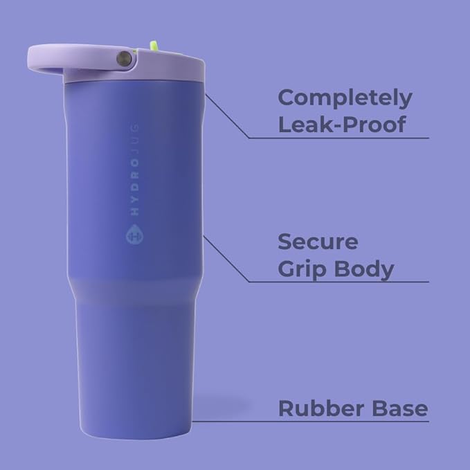 HydroJug Sport - Stainless Steel Tumbler with Straw, Vacuum Insulated, 32oz Leakproof Water Bottle, Ergonomic Design, Reusable, Dishwasher Safe, Rubber Base, Durable for Gym or Outdoors, Lime Rickey