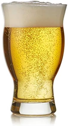 Libbey Craft Brews Nucleated Pint Beer Glasses, Dishwasher Safe Pint Glasses Set of 4 for Light Beers, Stouts, Laser Etching Nucleated Beer Glasses