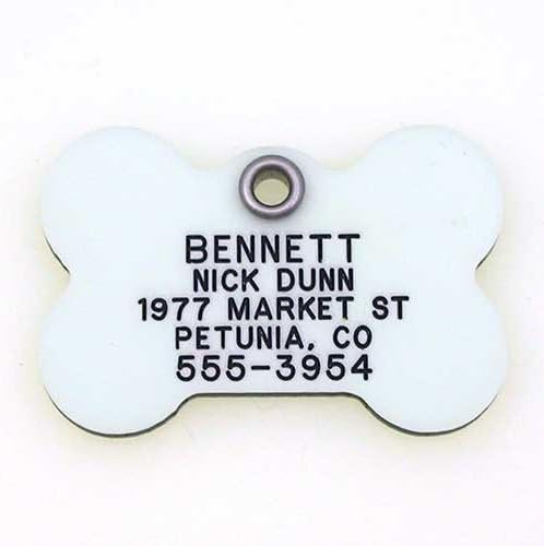 LuckyPet Glow in The Dark Dog and Cat ID Tag - Durable Custom Tags for Pets - Silent Personalized Pet Identification - Easy to Read Engraving - Small, Heart