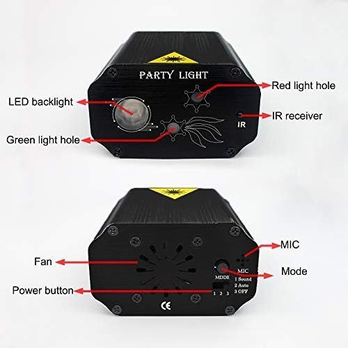 Mini Party Lights Dj Disco Strobe Stage Lights Sound Activated Laser Llights Projector with Remote Control for Parties Bar Birthday Wedding Holiday Event Live Show Xmas Decorations