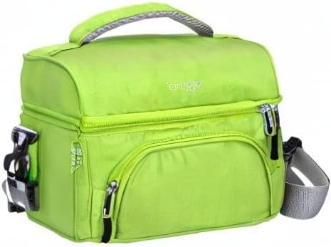 Bentgo Deluxe Lunch Bag - Durable and Insulated Lunch Tote with Zippered Outer Pocket, Internal Mesh Pocket, Padded & Adjustable Straps, & 2-Way Zippers - Fits Most Bentgo Lunch Boxes (Green)