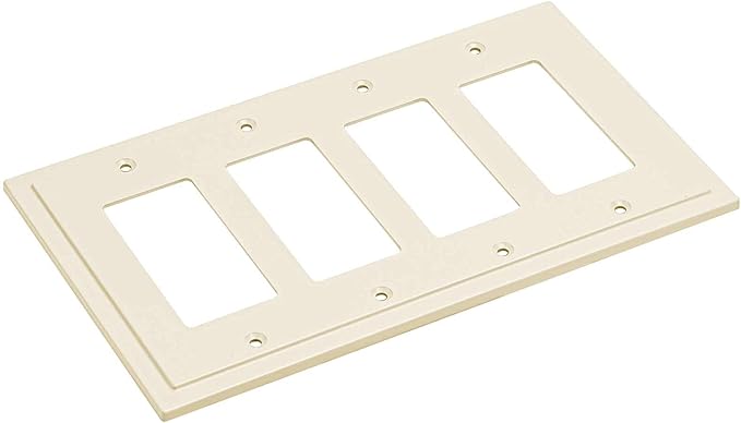 Henne Bery Modern Edge Decorative Wall Plate Switch Plate Outlet Cover, Durable Solid Zinc Alloy (Quad Decorator, Light Almond)
