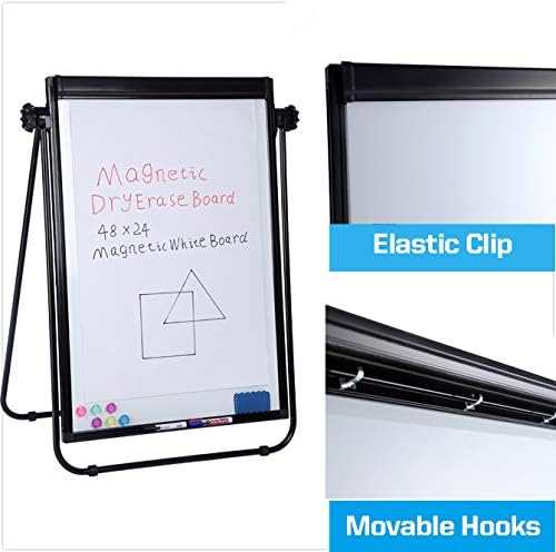 40"x28" U Stand Double Sided Magnetic Dry Erase Board Easel Stand, Whiteboard with Flipchart Paper Pad (25 Sheets)- Height Adjustable Standing Whiteboard for Modern Home Office, Homeschool & Studio