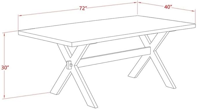 East West Furniture X797VE703-7 7 Piece Dining Set Consist of a Rectangle Dining Room Table with X-Legs and 6 Brown Linen Fabric Upholstered Parson Chairs, 40x72 Inch, Multi-Color