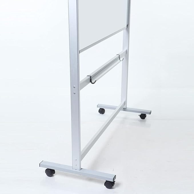 VIZ-PRO Double-Sided Magnetic Mobile Whiteboard, 60 x 36 Inches, Rolling Dry Erase Board Easel Stand on Wheels with Aluminium Frame for School Office Home 5' x 3'