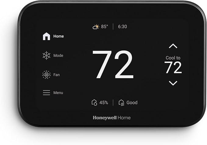 New Honeywell Home X8S WiFi Smart Thermostat with Video Doorbell Compatibility, IAQ Control, and Customizable Touchscreen Display, Black