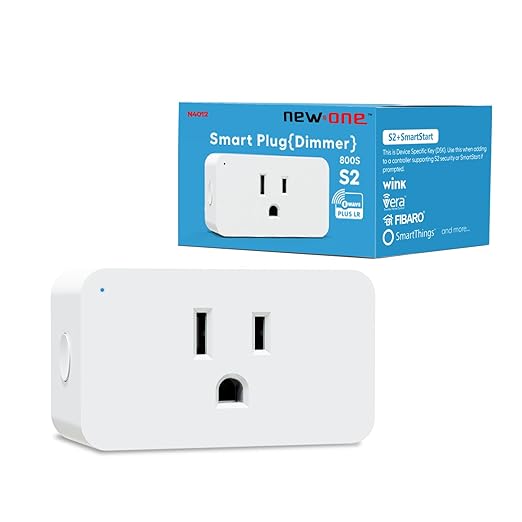 New One Zwave Dimmer Plug, 800 Series Z-Wave Smart Dimmer Plug, Bult in Zwave Repeater, Z-Wave Outlet, Z-Wave Hub Required, Work with Hubitat, SmartThings, Vera, Wink, Fibaro, Homeseer, 2GIG