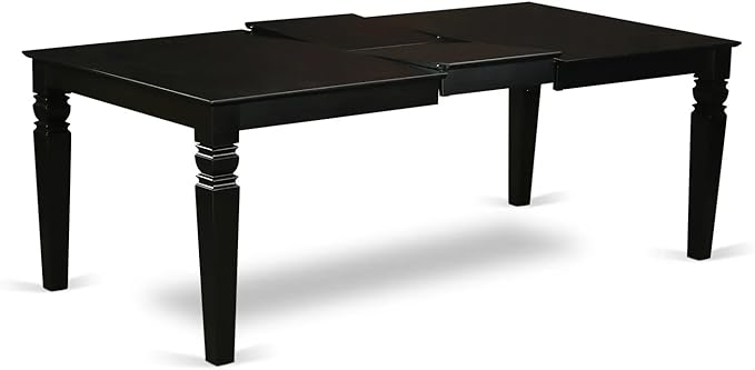 East West Furniture LGAS7-BLK-09 7 Piece Dining Table Set Consists A Wooden Table and 6 Dark Navy Blue Polyester Fabric Modren Dining Chairs with Stylish Back- Black Finish