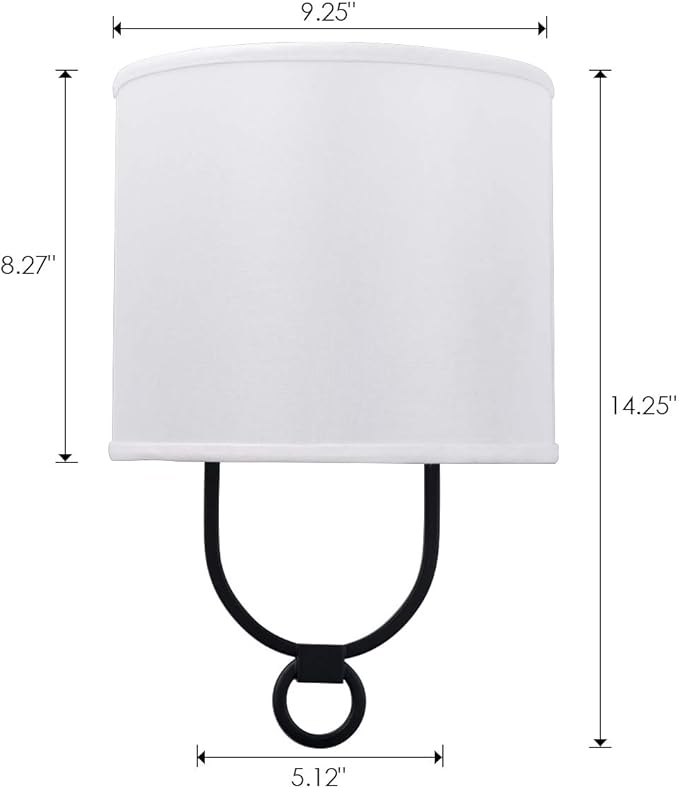 VILUXY Modern Wall Sconces Bedside Wall Sconce Lighting Fixture with White Fabric Shade for Bedroom, Hallway, Entryway, Passway, Bathroom, Vanity 2 Pack