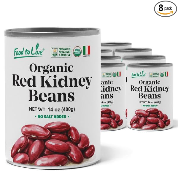 Food to Live Organic Italian Red Kidney Beans, 14 oz (Pack of 8) ??Unsalted, Non-GMO, Vegan. Ready to Eat. Perfect for Salads, Soups, Pasta e Fagioli. Wholesale