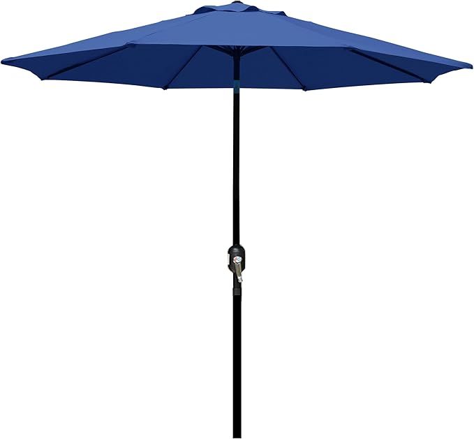 Blissun 9' Outdoor Patio Umbrella, Outdoor Table Umbrella, Yard Umbrella, Market Umbrella with 8 Sturdy Ribs, Push Button Tilt and Crank