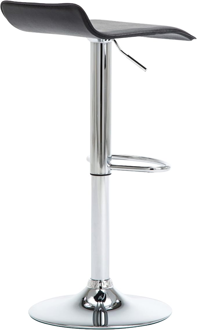 NOBPEINT Contemporary Chrome Air Lift Adjustable Swivel Bar Stool, Set of 2, Black