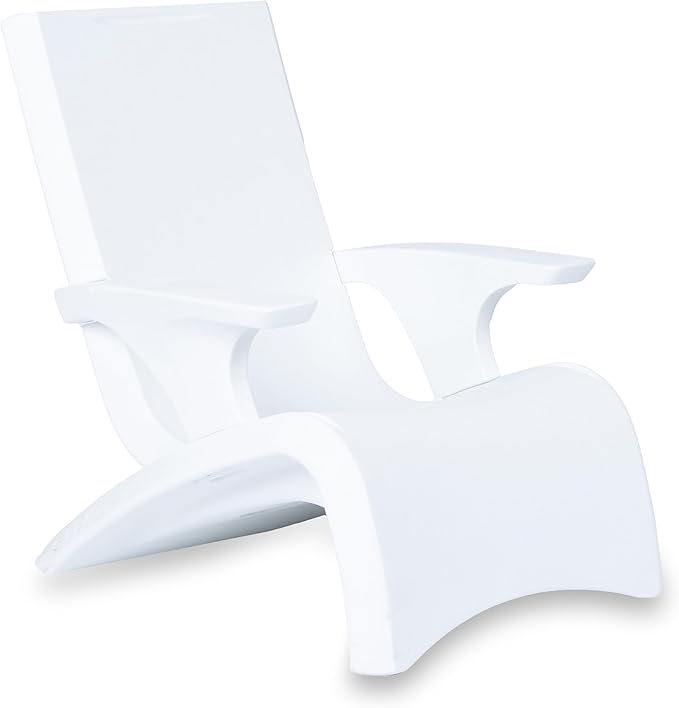 Step2 Vero Adirondack Chair, Stylish Poolside Lounger, Fade-Resistant, Waterproof Patio Furniture for Sun Shelf, Use in Pools up to 9-Inches of Water, Weighted, White