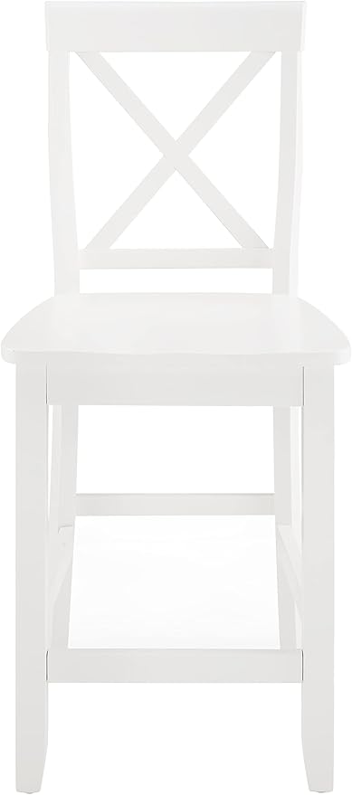 Crosley Furniture X-Back Wood Counter Height Bar Stools Set of 2, White, 24-inch