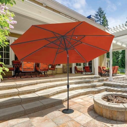 Galtech Outdoor Umbrella that Withstands Winds, Stand Alone Patio Design, Powder Coat Aluminum Frame, Sunbrella Fabric (8Ft X 11Ft Ant.Bronze Frame Sunbrella: Cocoa)
