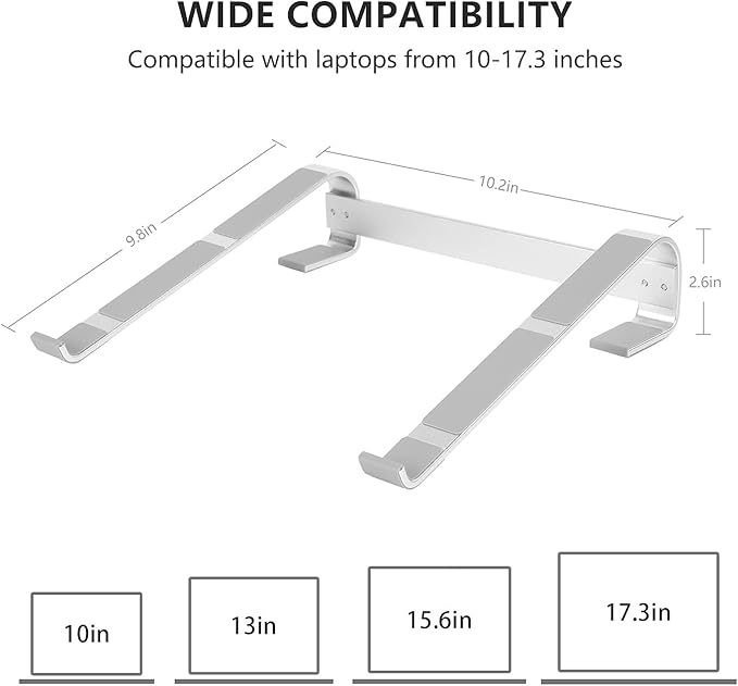 Laptop Stand for Desk, Ergonomic Aluminum Laptop Riser, Ventilated Notebook Stand Compatible with MacBook Air Pro, Dell XPS, HP, More 11-17.3 Inches Work from Home