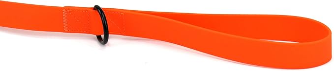 6ft Blaze Orange Dual Handle Silicone Tactical Dog Leash for Medium, Large, Giant Breeds | Quick Release Swivel Clip Carabiner | Coated Nylon Heavy Duty | Strong Puller | Training Leashes