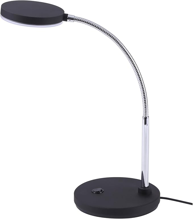 Bostitch Office LED Metal Gooseneck Desk Lamp, Flicker Free, Adjustable Head (VLED1800BK), Black