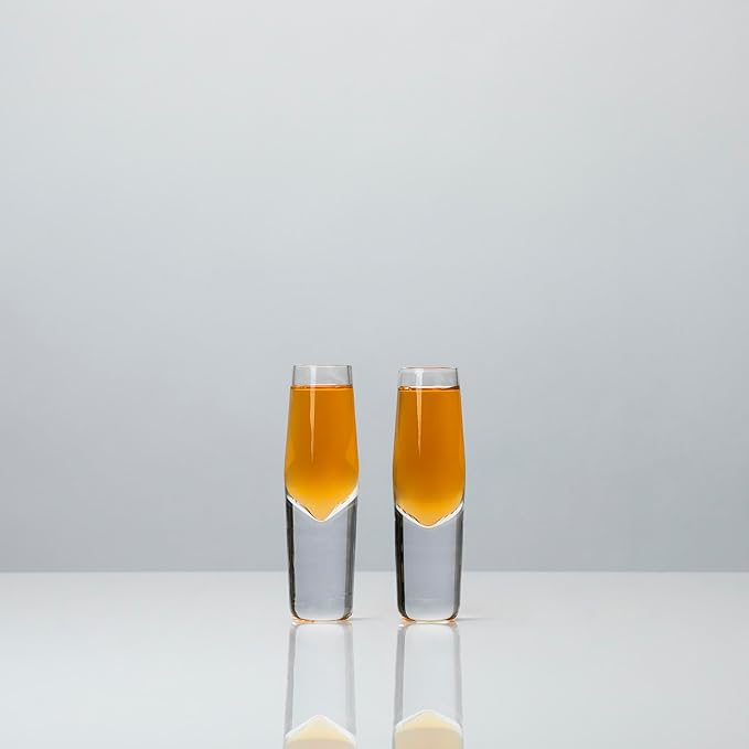 Viski Crystal Heavyweight Shot Glasses Set of 2 - Premium Crystal Clear Glass, Stylish Shot Glasses, Shot Glass Gift Set, 2 oz