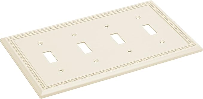 Henne Bery Sunken Pearls Heavy Duty Decorative Wall Plate Switch Plate Outlet Cover (Quad Toggle, Light Almond)