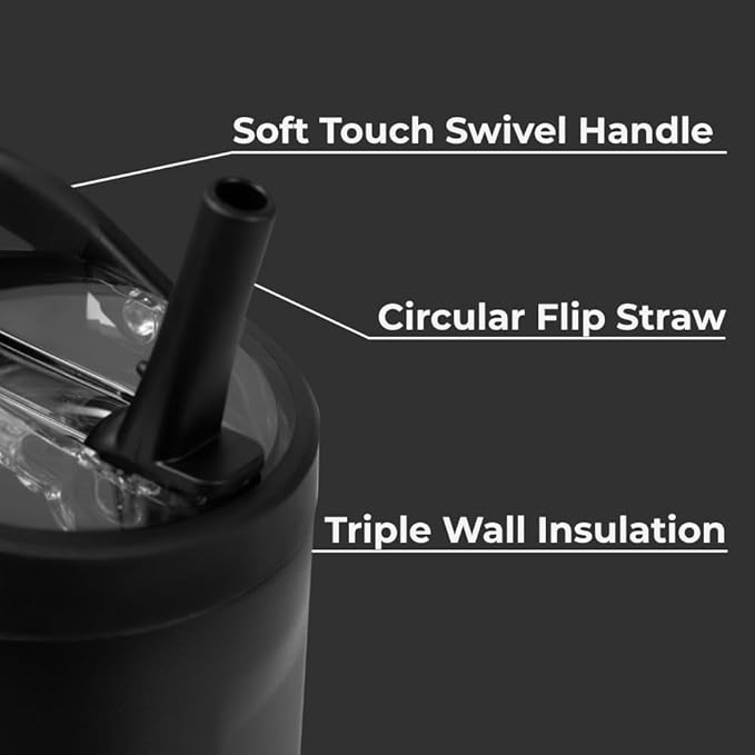 HydroJug Sport - Stainless Steel Tumbler with Straw, Vacuum Insulated, 40oz Leakproof Water Bottle, Ergonomic Design, Reusable, Dishwasher Safe, Rubber Base, Durable for Gym or Outdoors, Black