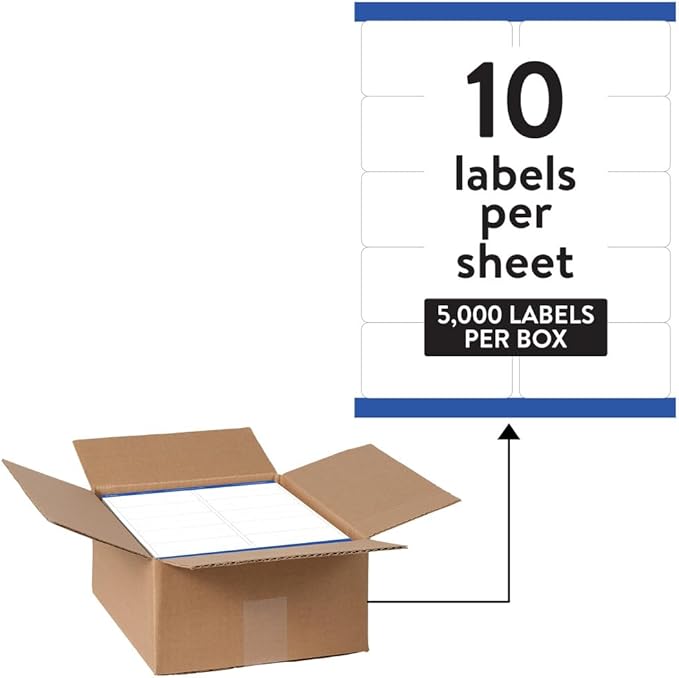 Avery Waterproof Labels with Ultrahold Adhesive, 2" x 4", Case of 5,000 Labels for Laser Printers (95523)