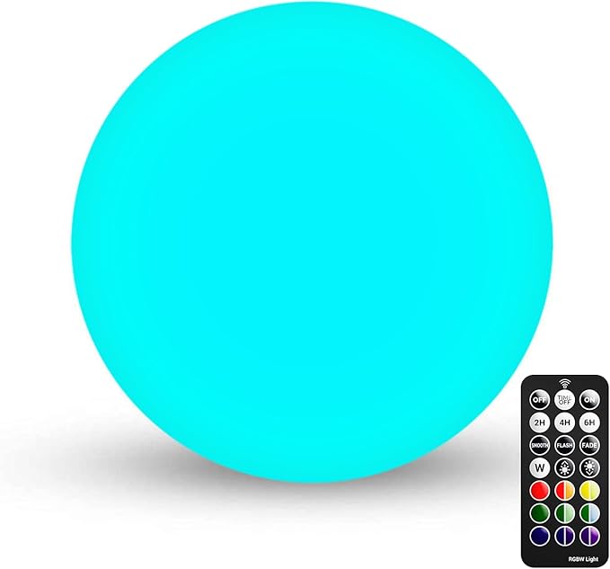 LOFTEK 6-inch LED Light Ball: Nursery Night Light with Remote Control, 16 RGB Color Changing & Dimming Rechargeable, Cordless Portable Waterproof Floating Pool Lights for Kids or Decor