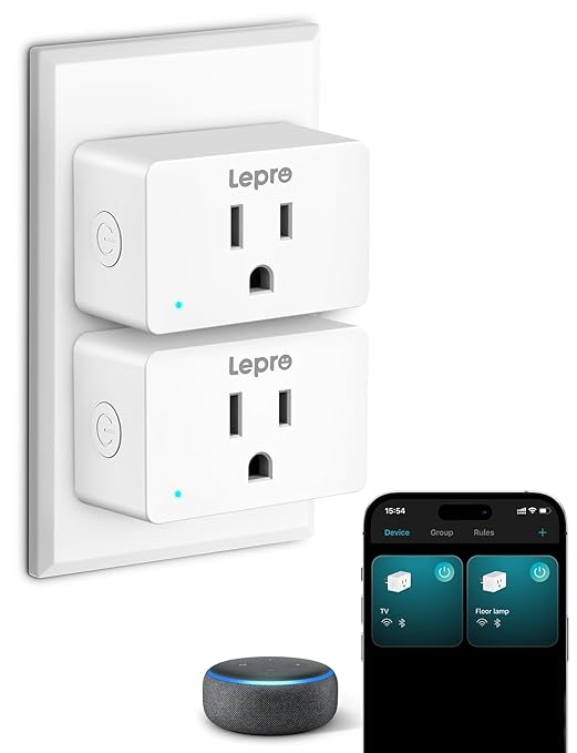 Lepro P1 Smart Plug Mini 15A, WiFi Outlet Plugs Compatible with Alexa & Google Assistant, Voice/APP Control, Timer & Group Controller, 2.4Ghz Only, ETL & FCC Certified, 2-Pack