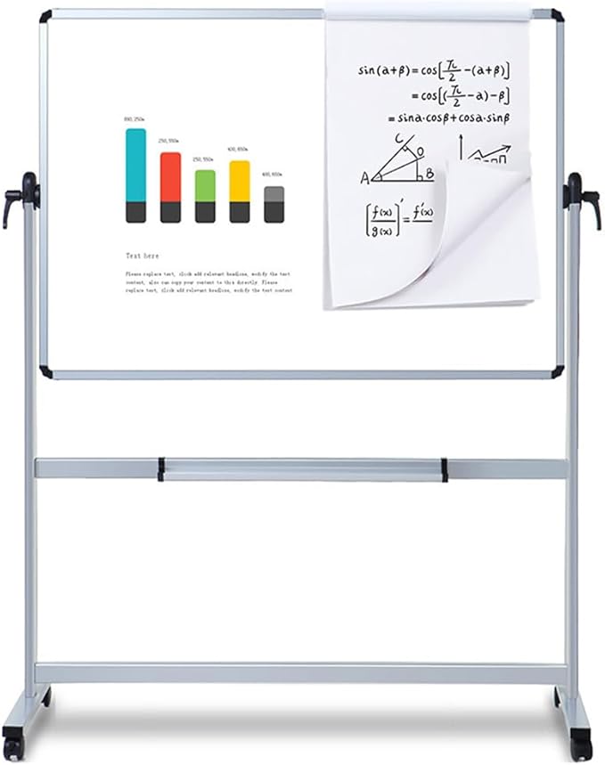 VIZ-PRO Double-Sided Magnetic Mobile Whiteboard, 72 x 40 Inches, Rolling Dry Erase Board Easel Stand on Wheels with Aluminium Frame for School Office Home