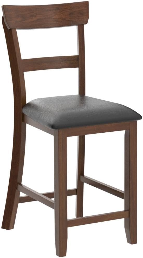 COSTWAY Bar Stools Set of 2, 25.5-Inch Counter Height Chair with Backrest, Foam-Padded Cushion, Rubber Wood Legs, Wooden Vintage Dining Chair for Bistro, Living Room, Kitchen, Brown and Black