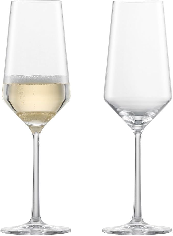 ZWIESEL GLAS Pure Champagne Glass (Set of 2), Champagne Flutes with Effervescent Point, Dishwasher-Safe Tritan Crystal Glasses, Made in Germany (7 Ounce)