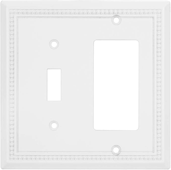 Henne Bery Sunken Pearls Heavy Duty Decorative Wall Plate Switch Plate Outlet Cover (Toggle/Decorator, White)