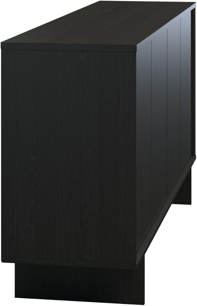 Prepac Finnley 61.5" Wide Sideboard Cabinet, Wood Entryway Sideboard with 2 Adjustable Shelves, Dining Room Buffet with 4 Doors, Living Room Accent Cabinet for Storage and Decorations, Black Oak