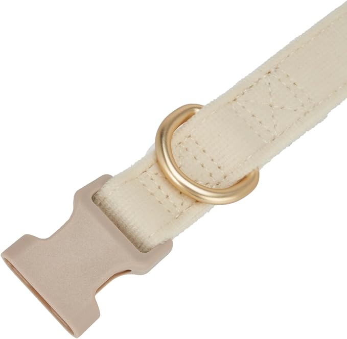 Soft Corduroy Fibric Dog Collar, Quick Side Release Buckle, for Medium Dogs.(White,Medium:12-19")