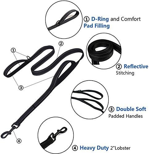 Heavy Duty Dog Leash, Leashes for Large Breed Dogs .5FT.6FT, Double Handle Dog Leash, Reflective Training Lead, Perfect for Medium to Large Dogs(5FT, Black)