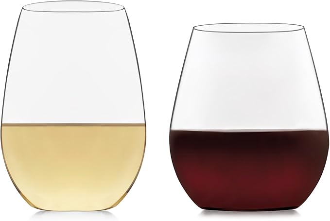 Libbey Signature Kentfield Stemless Red and White Wine Glasses Set of 12, Elegant, Dishwasher Safe Wine Glass Set for Birthdays, Weddings & More