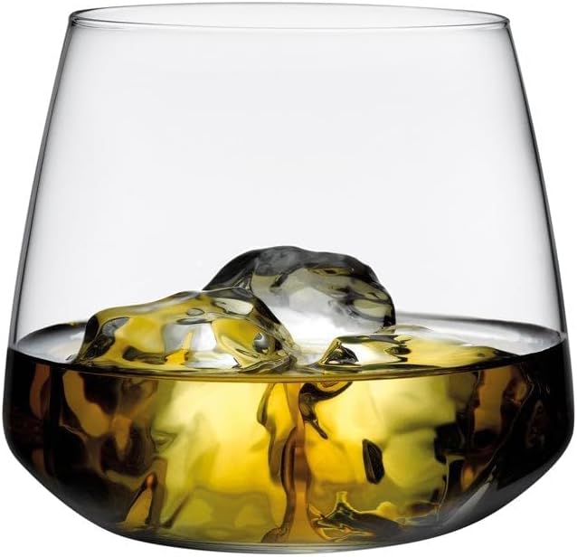 NUDE Whiskey Glasses Set of 4 – Mirage 13 oz Lead-Free Crystal Rocks Glasses for Whisky, Scotch & Bourbon – Tapered Rim, Dishwasher Safe, Modern Bar Tumblers Luxury Gift Set