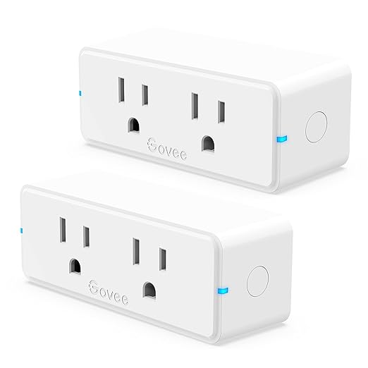 Govee Dual Smart Plug 2 Pack, 15A WiFi Bluetooth Outlet, Work with Alexa and Google Assistant, 2-in-1 Compact Design, Govee Home App Control Remotely with No Hub Required, Timer, FCC and ETL Certified