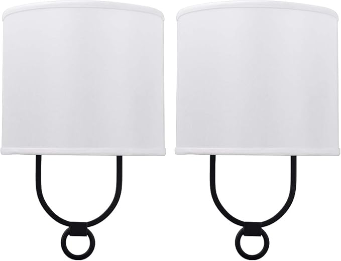 VILUXY Modern Wall Sconces Bedside Wall Sconce Lighting Fixture with White Fabric Shade for Bedroom, Hallway, Entryway, Passway, Bathroom, Vanity 2 Pack