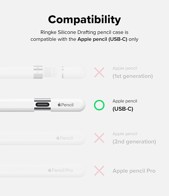 Ringke Silicone Drafting Pencil Case Compatible with Apple Pencil USB-C Case, Perfect Grip Silicone Protective Cover Sleeve Accessories - Blue