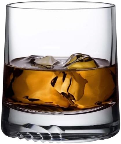 NUDE Whiskey Glasses Set of 2 SOF – 8.75 oz Lead-Free Crystal Old Fashioned Rocks Glasses for Whisky, Scotch & Bourbon – Alba by Joe Doucet, Hand-Engraved Tartan, Heavy Base, Hand Wash Recommended