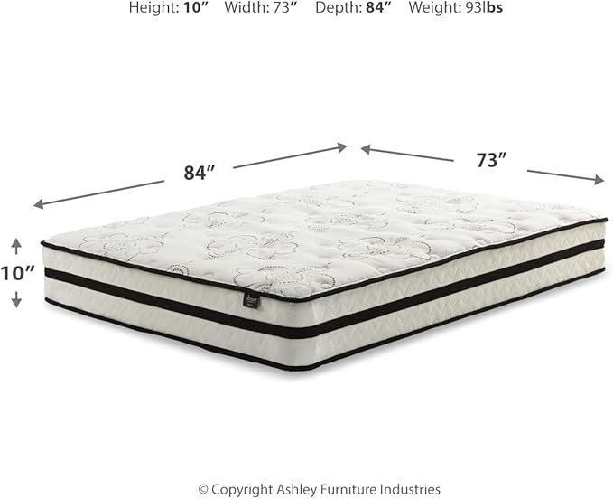 Signature Design by Ashley California King Size Chime 10 Inch Medium Firm Hybrid Mattresswith Cooling Gel Memory Foam for Pressure Relief, Fiberglass Free, Mattress In A Box