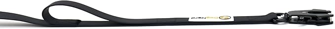6ft Black Dual Handle Silicone Tactical Dog Leash for Medium, Large, Giant, Police Breeds | Quick Release Swivel Clip Carabiner | Coated Nylon Heavy Duty | Strong Puller | Training Leashes