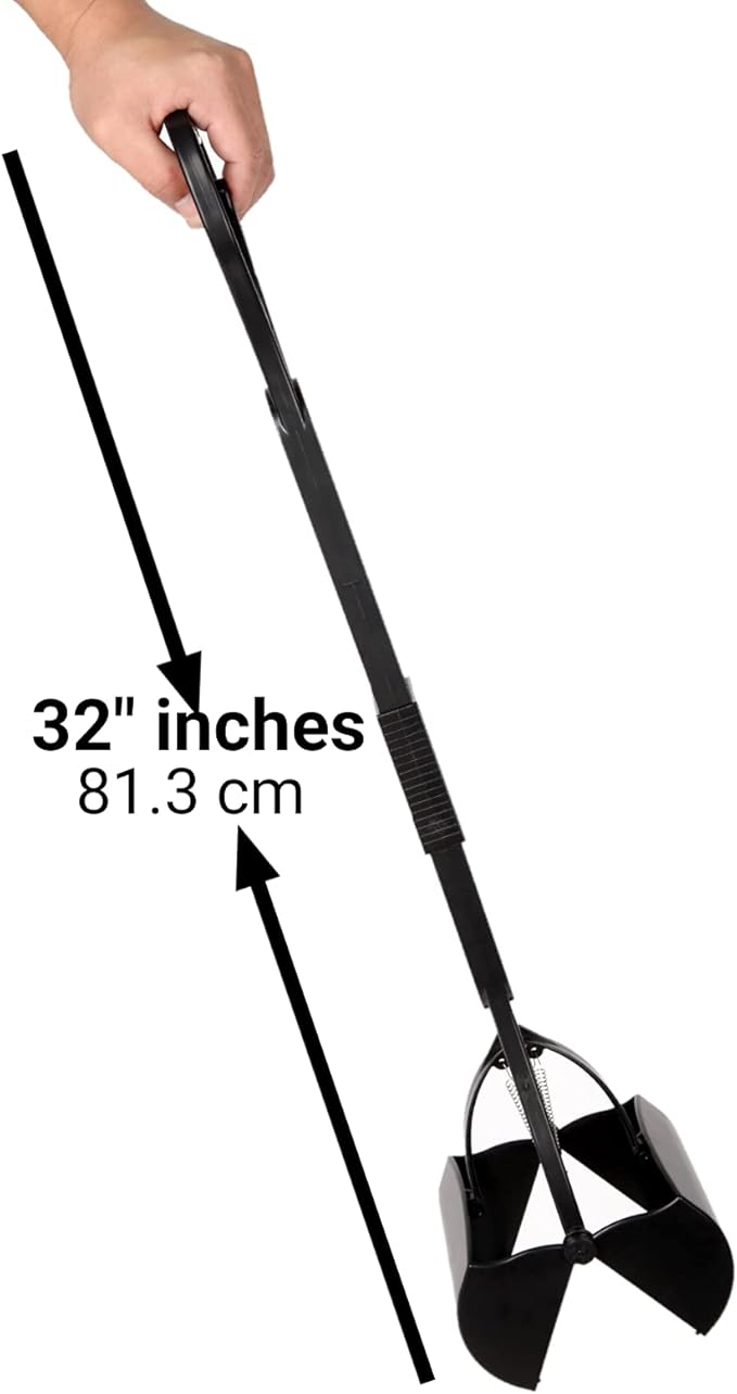 Mr. Peanut's 32" Tall Profile Pooper Scooper, Heavy Duty ABS Frame & Bin, Durable Double Spring Clamp, Lightweight Design, Simple One Step Assembly