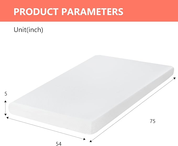 FDW | 5 Inch Full Mattress | Medium Firm | Gel Memory Foam Mattress | White | Bed in a Box, CertiPUR-US Certified | Pressure Relief, Cooling Ventilated Foam | Washable Removable Cover