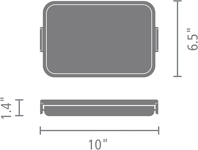 Brabantia Make & Take Flat Lunch Box (Light Gray) Convenient Size for Bags, BPA-Free, Airtight Snap Locks, Microwave & Freezer Safe, Travel Meal Prep Container
